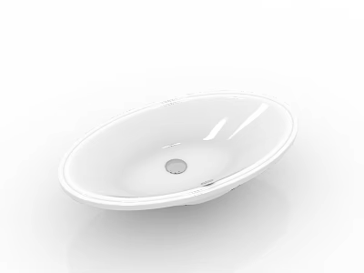 White Oval Ceramic Washbasin With Smooth Surface And Modern Simple Design 3d model