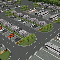 Eco Friendly Parking Lot With Flowering Trees Circular Layout And Multiple Vehicles