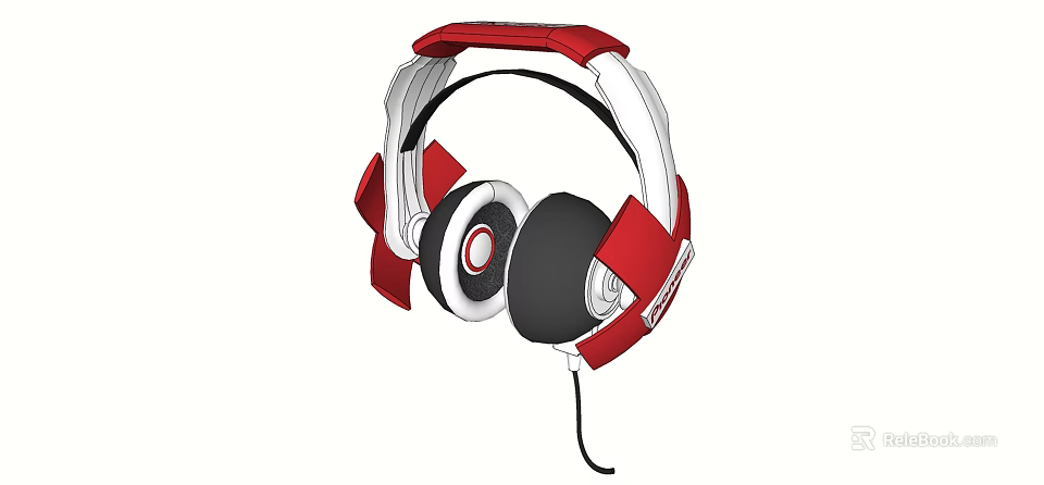 Red and White Over Ear Headphones with Stylish Design and Comfortable Fit 3d model 