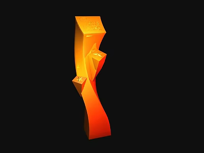 Orange Geometric Trophy With Shiny Surface And Modern 3D Award Design Structure 3d model