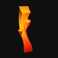 Orange Geometric Trophy With Shiny Surface And Modern 3D Award Design Structure 3d model