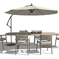 Modern Outdoor Table And Chairs Set With Round Top And Large Umbrella For Patio