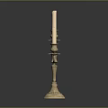 Brass Candelabra Classic Design With Three Arms Decorative Base And White Candles