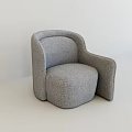 Modern Gray Single Sofa with Curved Design and Upholstered Fabric 3d model