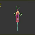 Stainless Steel Medical Syringe Equipment with Graduated Scale Red Liquid and Needle