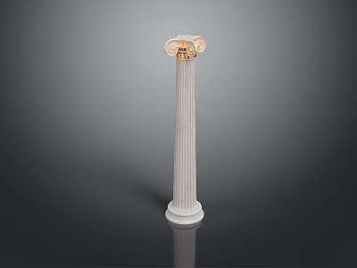 Scenic Landscape With White Column Golden Decorative Top Gray Black Gradient Background And Bottom Reflection 3d model
