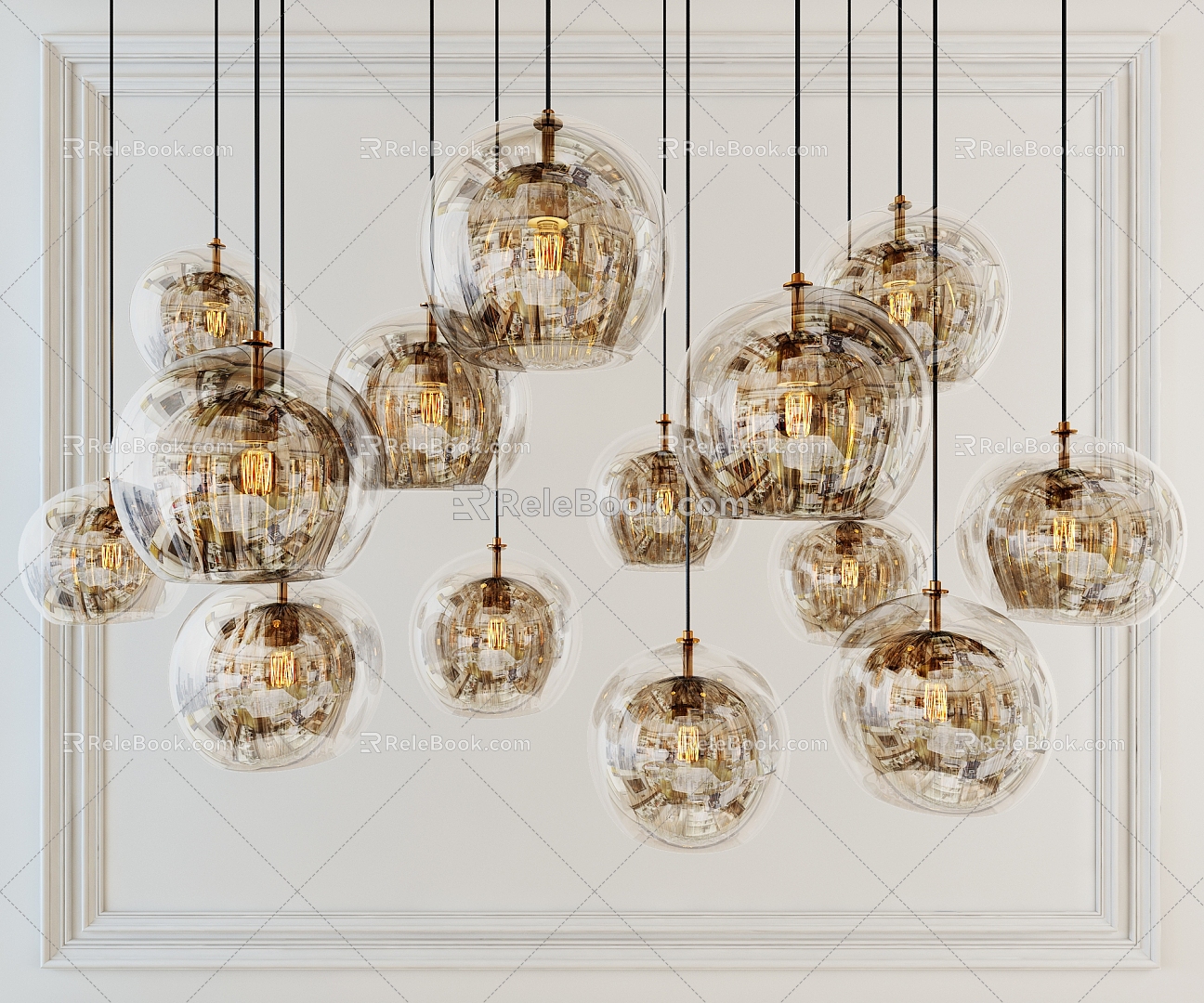 Modern glass chandelier 3d model