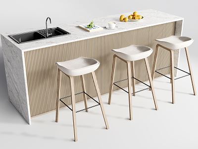 Modern Bar Chair Combination Western Kitchen Bar Counter Middle Island Sink model