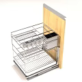 Modern Kitchen Cabinet With Wooden Door And Metal Pull Out Basket Shelves
