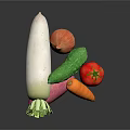 Fresh Organic Vegetables Including Radish Cucumber Onion Sweet Potato Carrot Tomato