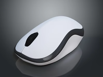 White Wireless Mouse with Black Edge Modern Design for Daily Household Use 3d model