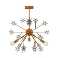 Modern Chandelier Design With Brass Metal Frame And Crystal Star Shaped Accents