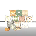 Colorful Decorative Pillows With Flower Shaped Polka Dots Checkerboard Cross Triangle Diamond And Pumpkin Designs