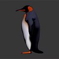 Red Headed Penguin With Black Back White Belly And Orange Webbed Feet 3d model