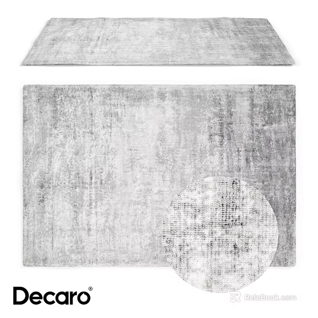 Modern Square Rug With Distressed Texture In Neutral Gray For Living Room Decor 3d model 