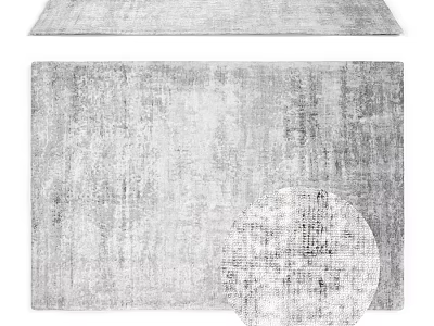 Modern Square Rug With Distressed Texture In Neutral Gray For Living Room Decor 3d model