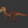 Cartoon Dinosaur Character 3D Model With Red Purple Body Spiked Back And Fierce Expression