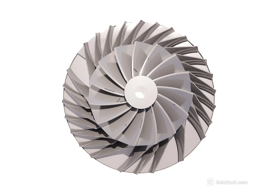 High Precision Turbine Blade With Radial Fan Structure On White Background 3d model 