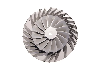 High Precision Turbine Blade With Radial Fan Structure On White Background 3d model