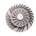 High Precision Turbine Blade With Radial Fan Structure On White Background 3d model