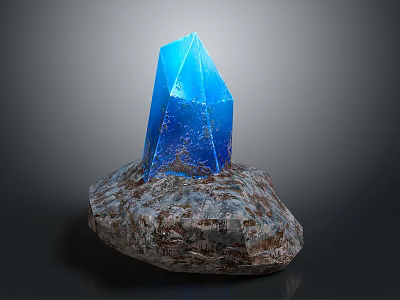 Decorative Ornament Set With Elegant Blue Transparent Crystal And Natural Stone Base For Home Decoration 3d model