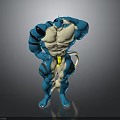 Blue And White Muscular Creature Character With Tail In Hand On Forehead Pose