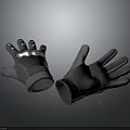 Grey Protective Gloves 3D Model With Reflective Silver Details And Design