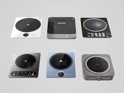Various Designs Of Modern Induction Cooktops As Essential Kitchen Appliances Collection 3d model