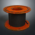 Rustic Orange Cable Reel With Black Cable For Home Storage Use