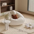 Cream Style Single Person Sofa Casual Sofa Side Corner Carpet 3d model