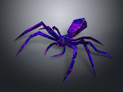 Vibrant Purple Blue Geometric Spider Featuring Shiny Legs And Intricate Design 3d model