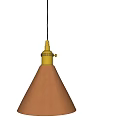 Modern Minimalist Brown Conical Pendant Light With Golden Top Accent