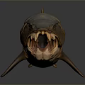 Aquatic Animal Predatory Fish With Open Mouth Sharp Teeth Brown Skin And Fins