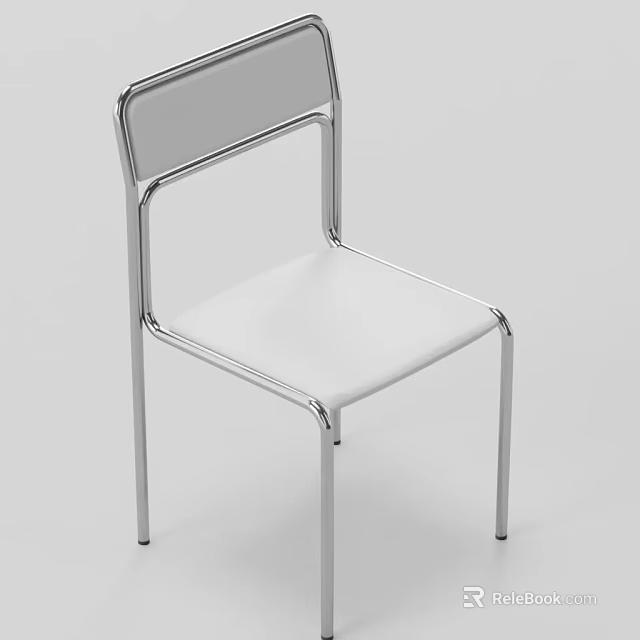 Modern Single Chair Featuring Chrome Metal Frame And White Seat Design 3d model 