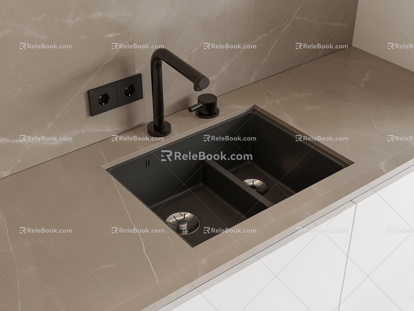 Modern kitchen under-counter basin wash basin vegetable sink 3d model