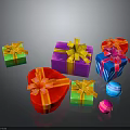 Colorful Household Gift Boxes With Decorative Ribbon Bows In Various Colors And Shapes