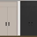 Sleek Modern Double Doors In Light Beige And Black With Black Door Handles Interior Design