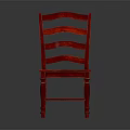 Red Wooden Leisure Chair With Slatted Backrest And Square Seat Surface Design
