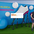Colorful Innovative Photo Spot With Large White Shoe Golf Balls Clubs Pink Bag Green Grass