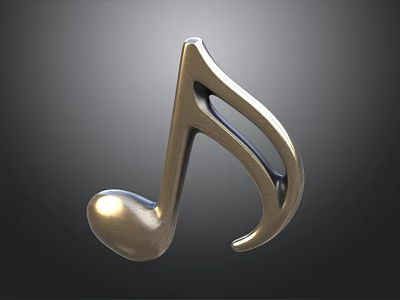 Decorative Ornament Set with Musical Note Design Metallic Finish Modern Home Decor 3d model