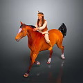 Person Wearing Traditional Feather Headdress Riding Brown Horse In Motion
