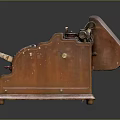 Antique American Register Cash Register Featuring Wooden Body Colorful Keys And Paper Roll