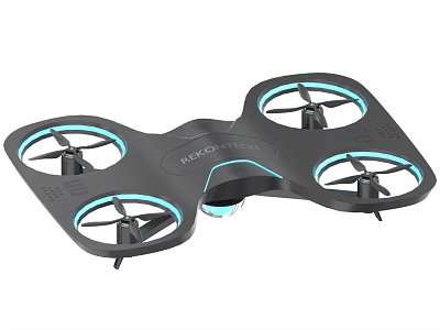 KIDO STUDIO Black Quadcopter Drone With Blue Propellers And Sleek Design 3d model
