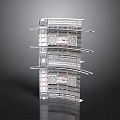 Multilevel Transparent Structure with Glass Frames Shelves and Internal Panels