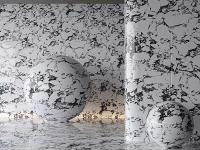 Artistic Floor Tiles With Marble Pattern And Spherical Decorations 3d model