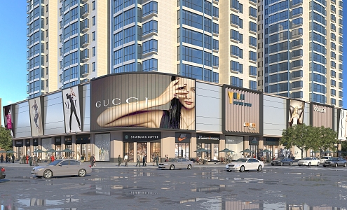 Appearance of modern shopping mall 3d model