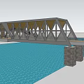 Modern Bridge Design With Metal Frame And Wooden Walkway Over Water Surface