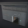 Gray Metal Entrance Gate For Industrial Control Room With Control Panel And Vents