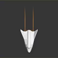 White Aerodynamic Spacecraft Model With Orange Flames And Reflective Gray Background