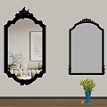Decorative Mirrors Gold And Black Frames In Living Room Interior Sofa Flower Vase Wall Art